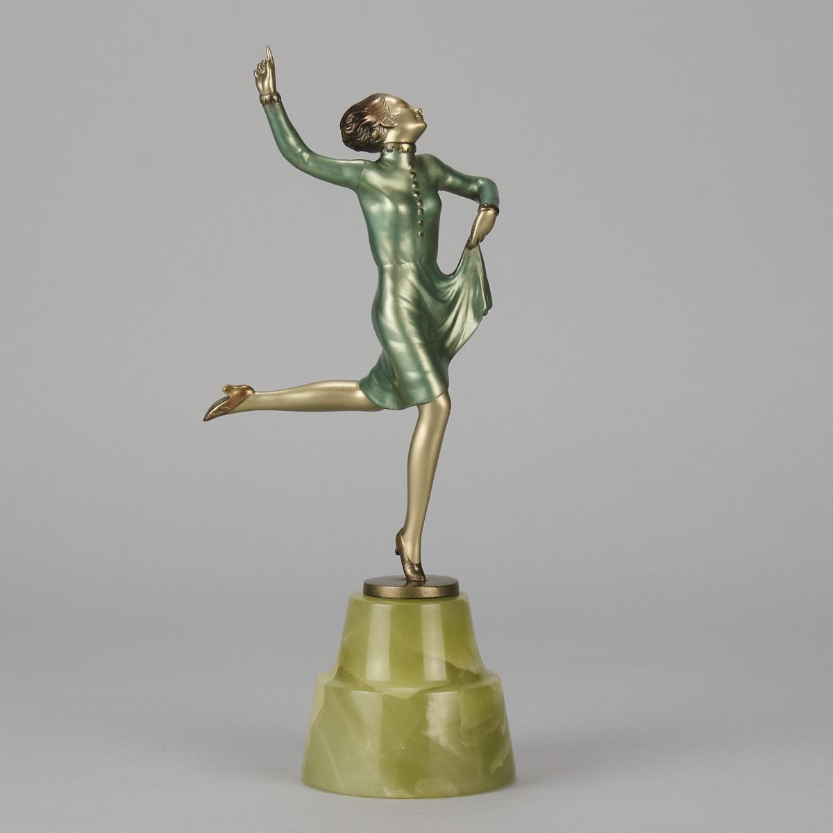 Early 20th Century Cold-Painted Bronze entitled "Running Girl" by Josef Lorenzl