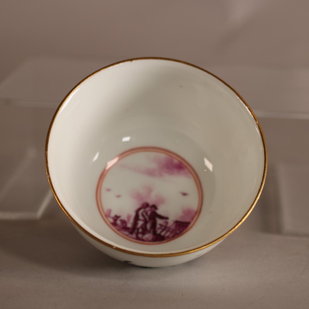 Interior of Meissen teabowl with purple manganese roundel
