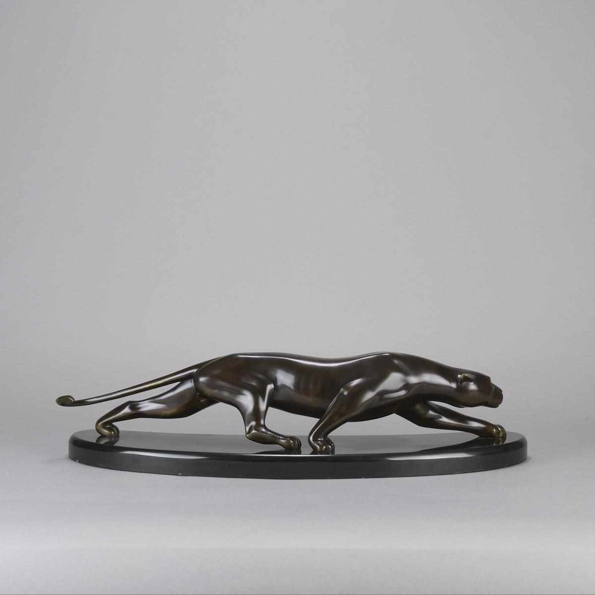 Early 20th Century Art Deco Bronze Sculpture "Panther" by Georges Lavroff