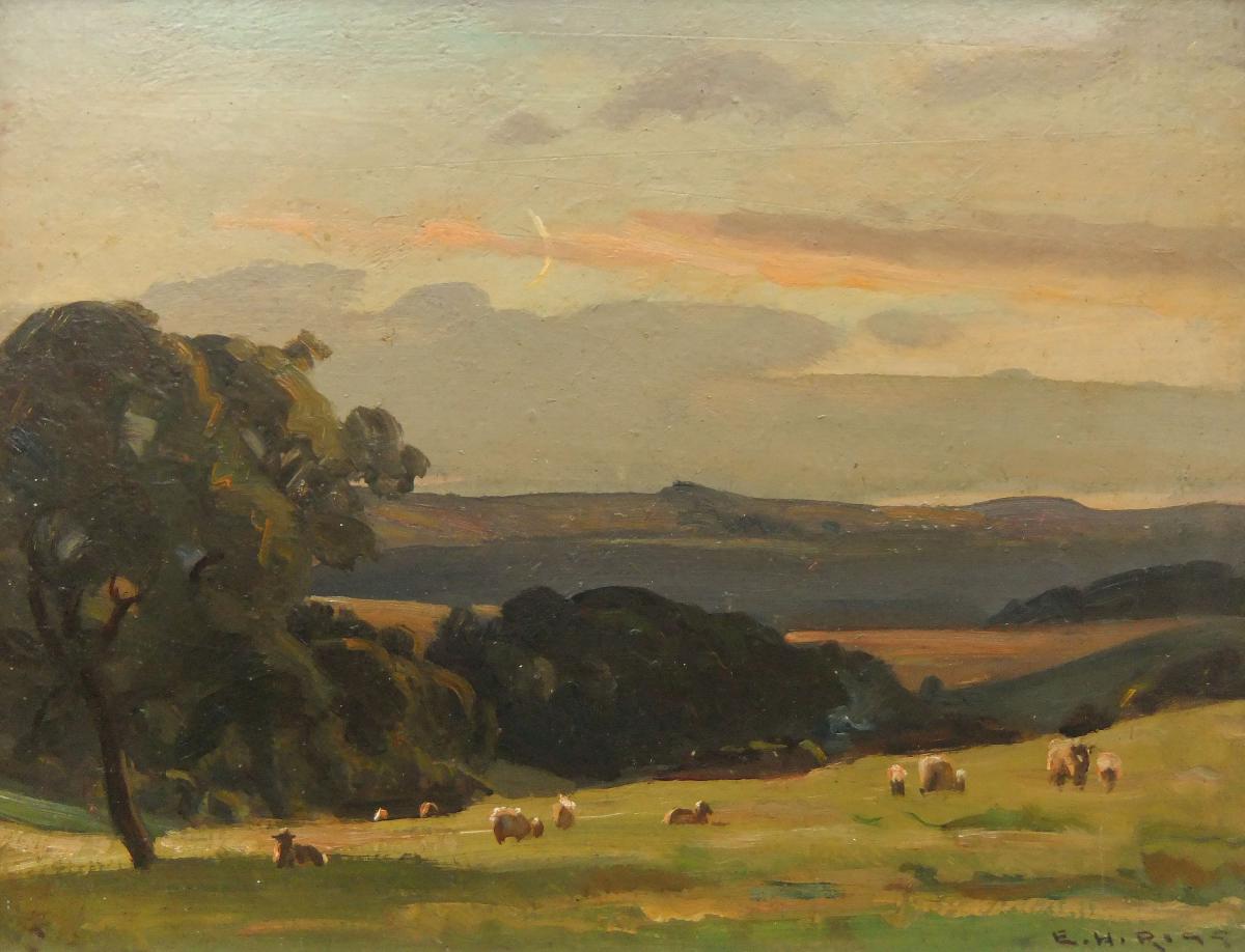 Ernest Higgins Rigg "Swaledale, Moonlight" oil painting