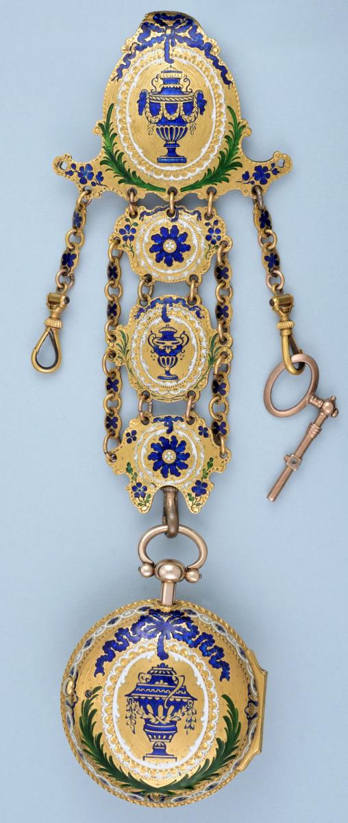 Gold and Enamel Chatelaine Watch