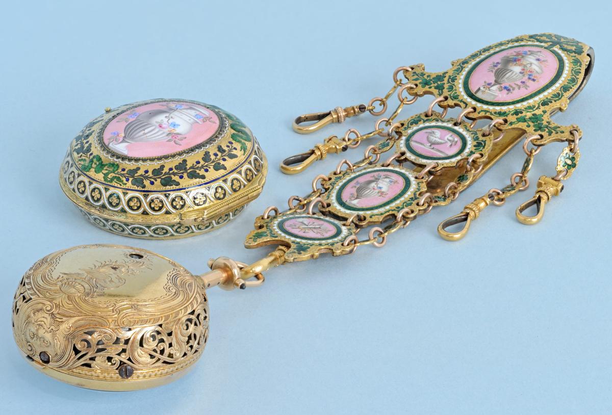 Gold and Enamel Repeater with Chatelaine