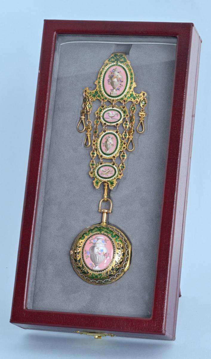 Gold and Enamel Repeater with Chatelaine