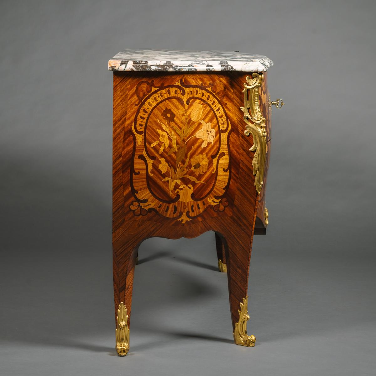 Louis XV Style Gilt-Bronze Mounted Marquetry Commode