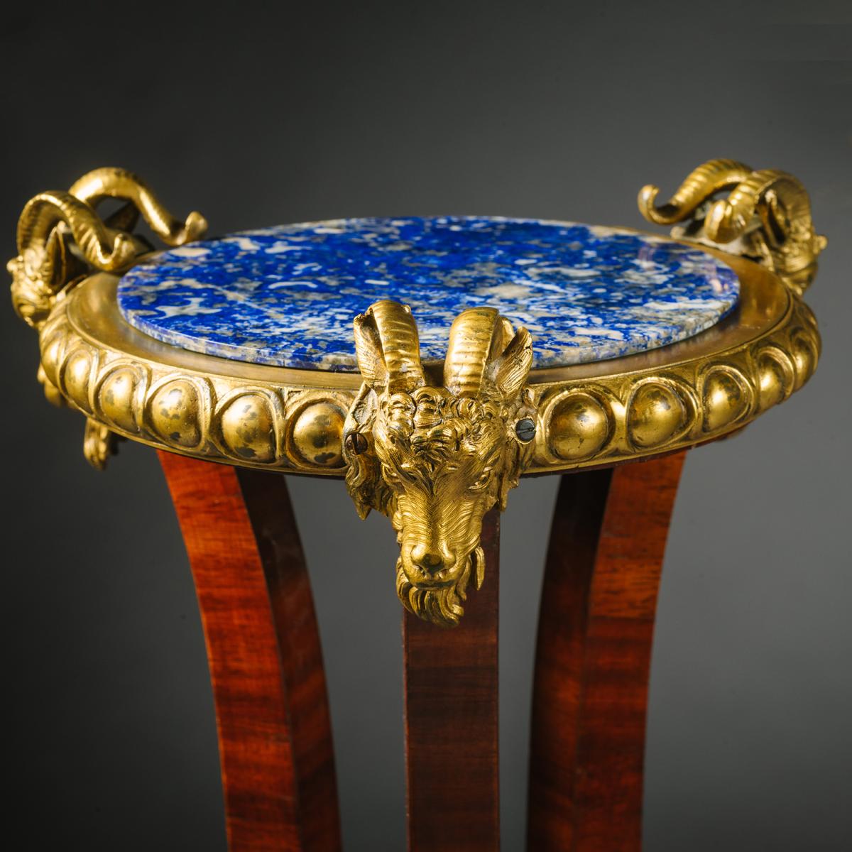 Louis Philippe Period Gilt-Bronze, Mahogany and Lapis Lazuli Guéridons