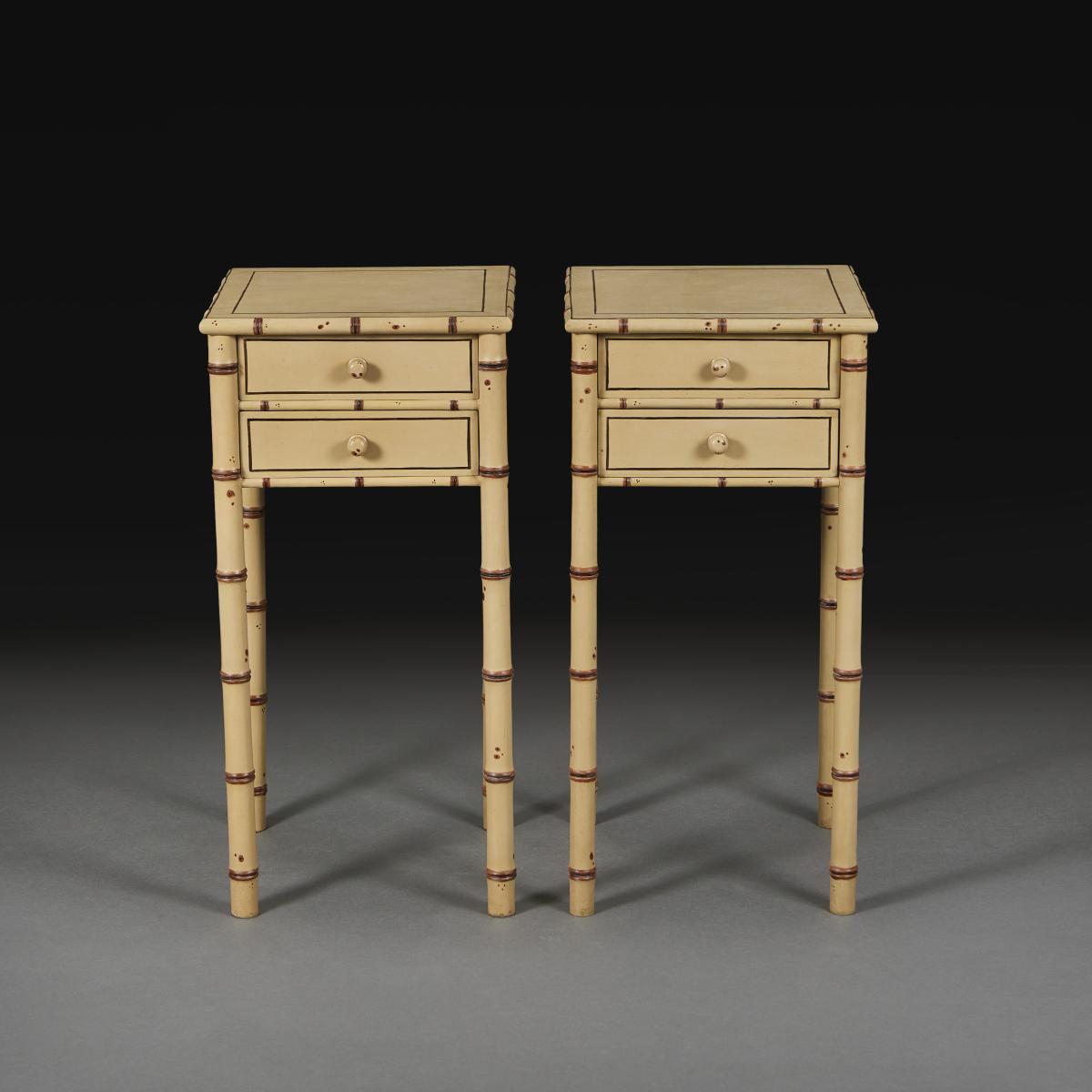 Edwardian Faux Bamboo Bedside Tables