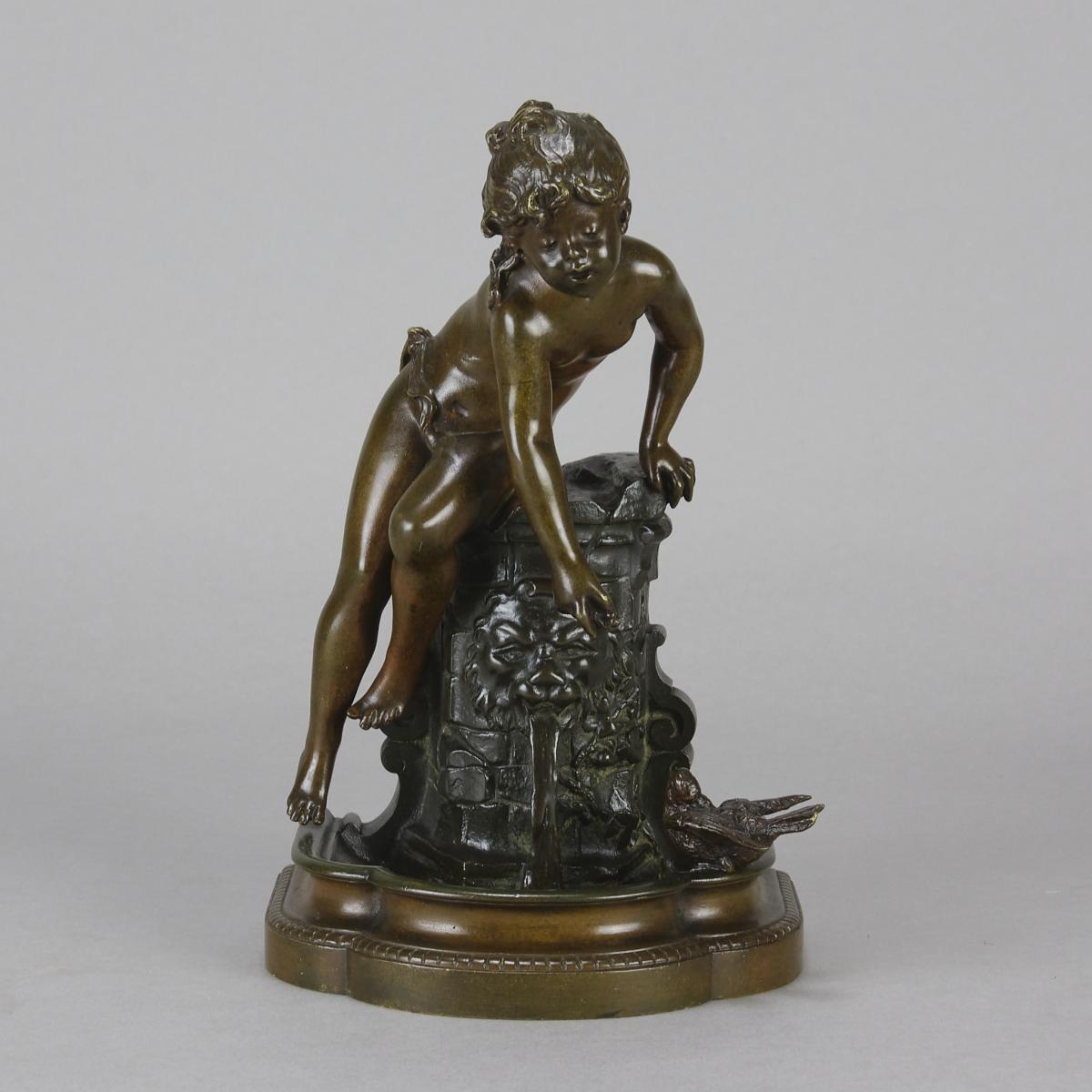 19th Century Art Nouveau Bronze Sculpture "Fille au Puits" by Auguste Moreau