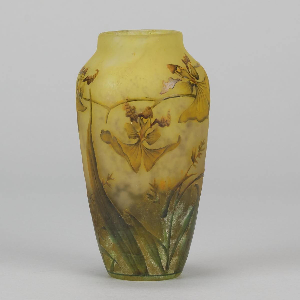 Early 20th Century Art Nouveau "Wild Orchid Vase" by Daum Frères