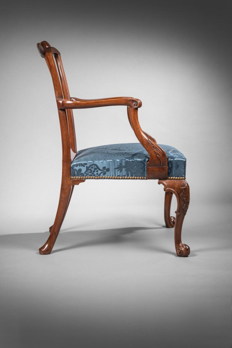 Georgian mahogany open armchairs