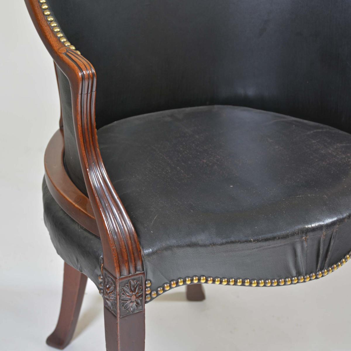 Georgian Hepplewhite mahogany framed armchair.