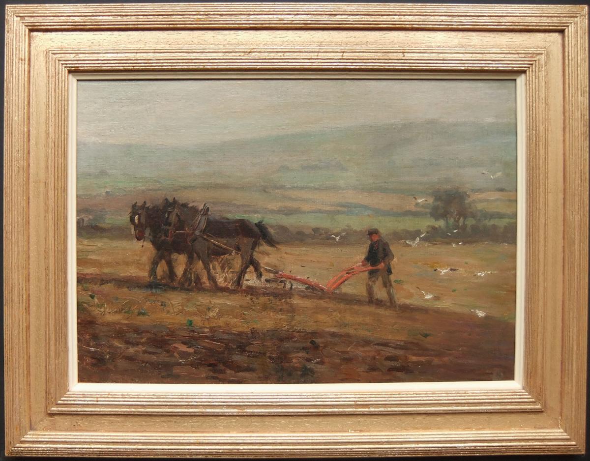 Ernest Higgins Rigg "The Plough at Hinderwell" oil on board