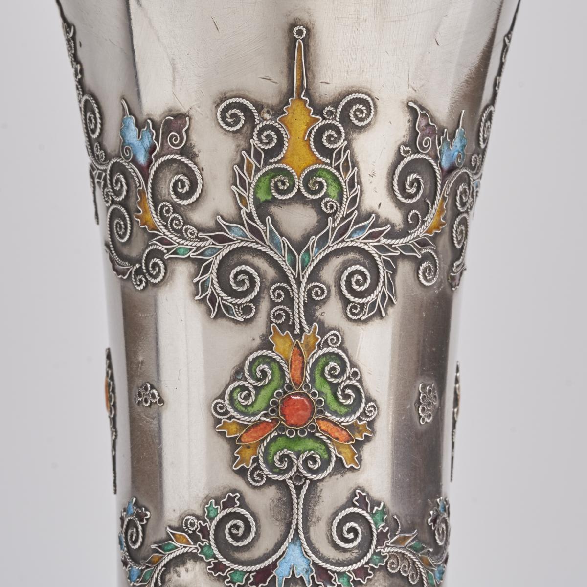 Japanese, late 19th Century Silver vases with Shibuichi patination
