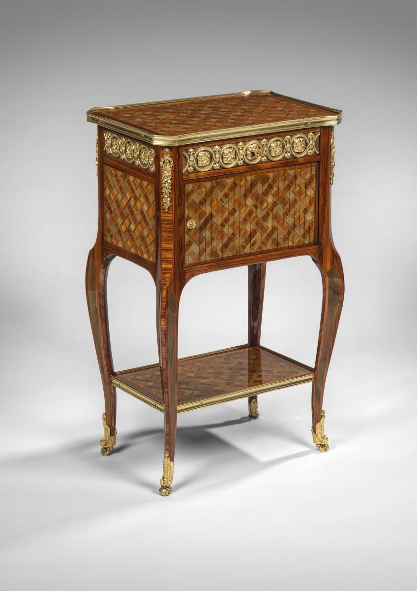 A Transitional Ormolu-Mounted Tulipwood, Bois Citronnier and Parquetry table a Ecrire by Roger Vandercruse, Known as Lacroix  Circa 1765