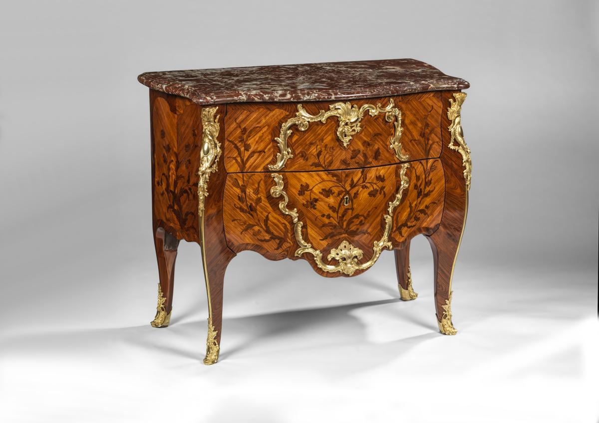 A Louis XV Ormolu-Mounted Tulipwood and Kingwood Marquetry Commode By B.V.R.B Circa 1750