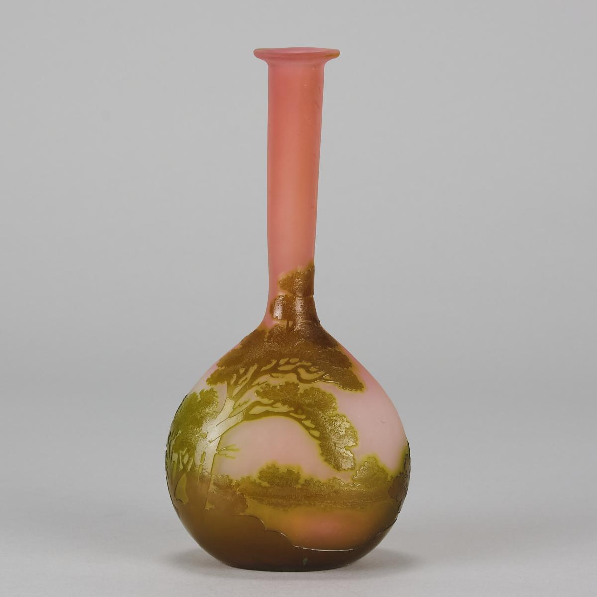 Late 19th Century Art Nouveau Cameo Glass "Banjo Landscape Vase" by Emile Galle