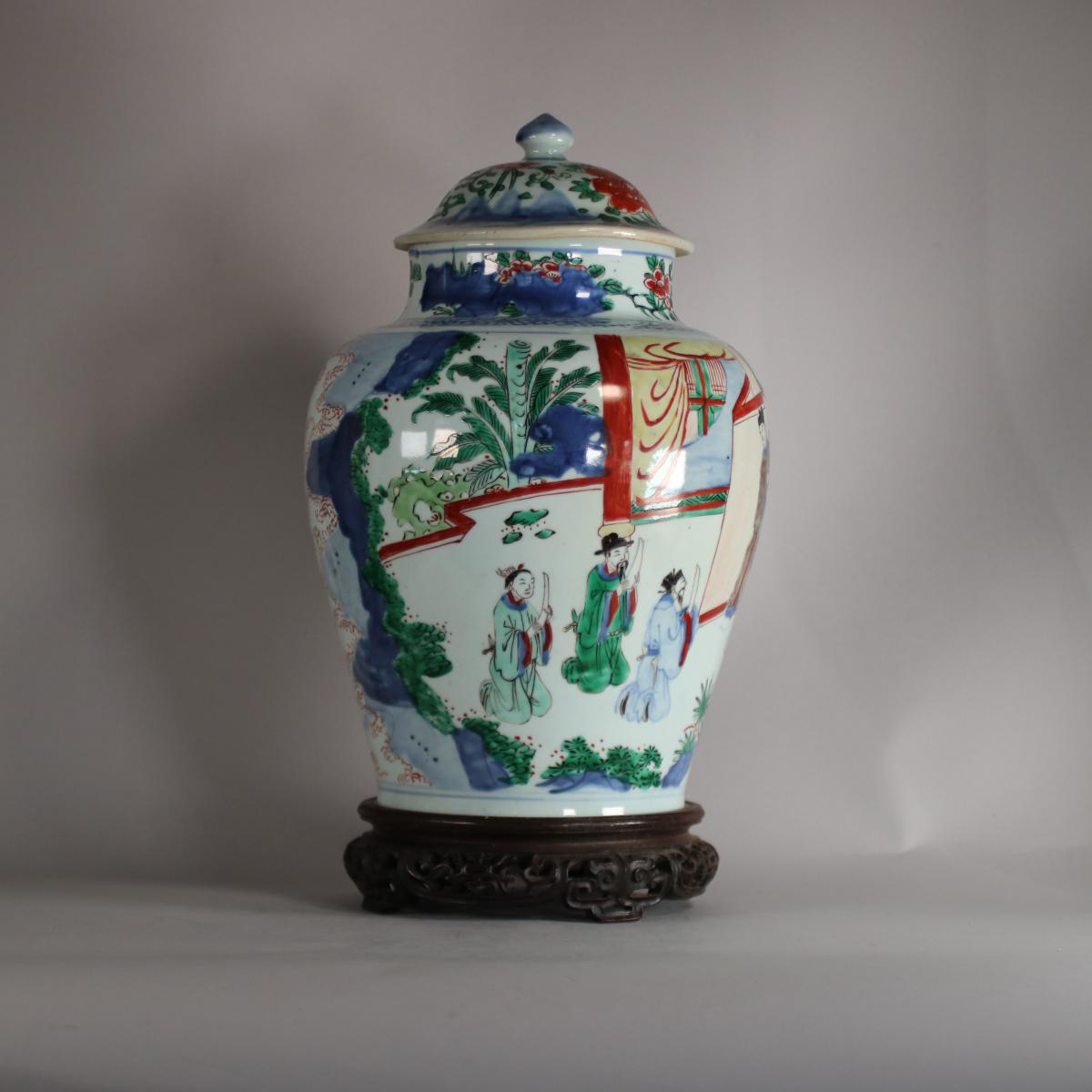 Side of wucai polychrome vase, (1644-1661)