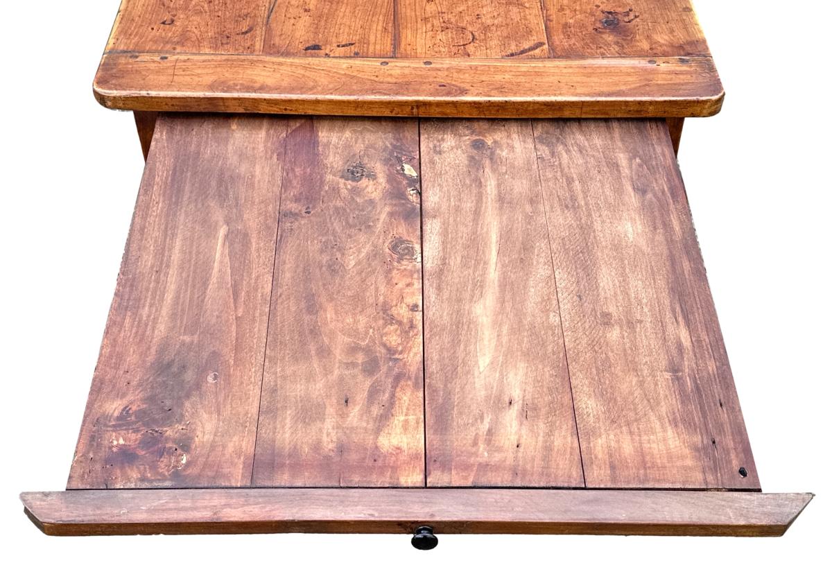 Large Early 19th Century French Cherry Wood Farmhouse Kitchen Table
