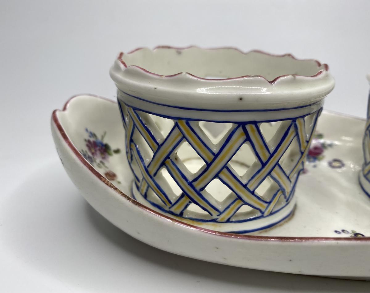 Mennecy porcelain cruet, circa 1755