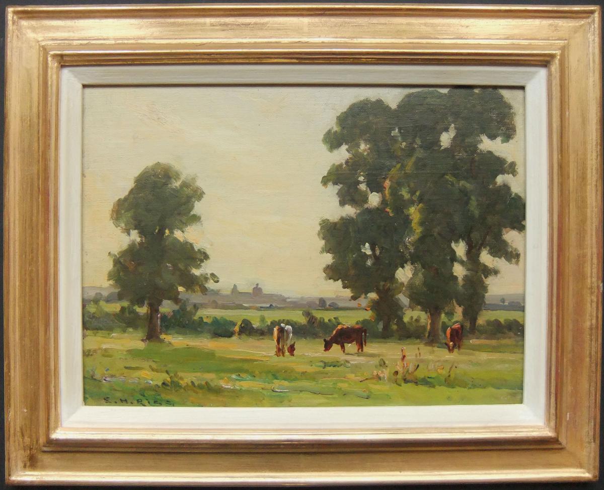 Ernest Higgins Rigg "Hertfordshire Elms" oil painting