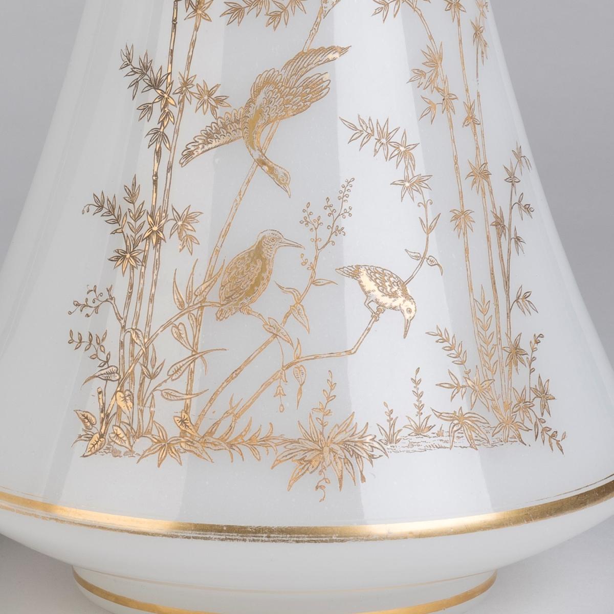 Gilt White Opaline Vases by Baccarat