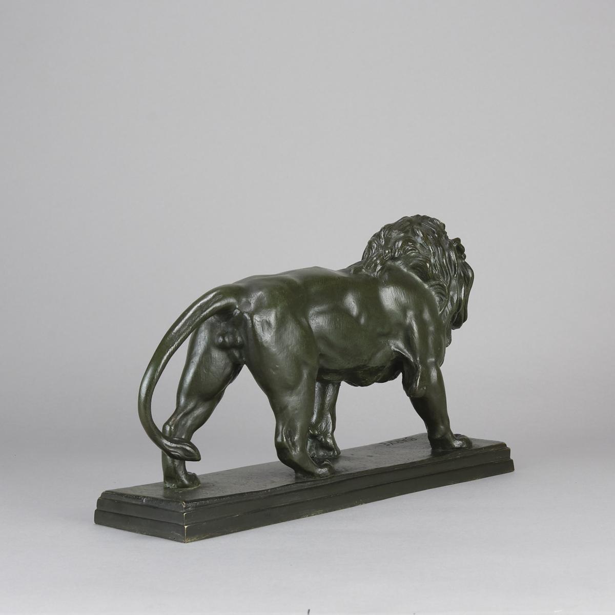 Animalier French Bronze Study Entitled "Lion Qui Marche" by Antoine L Barye