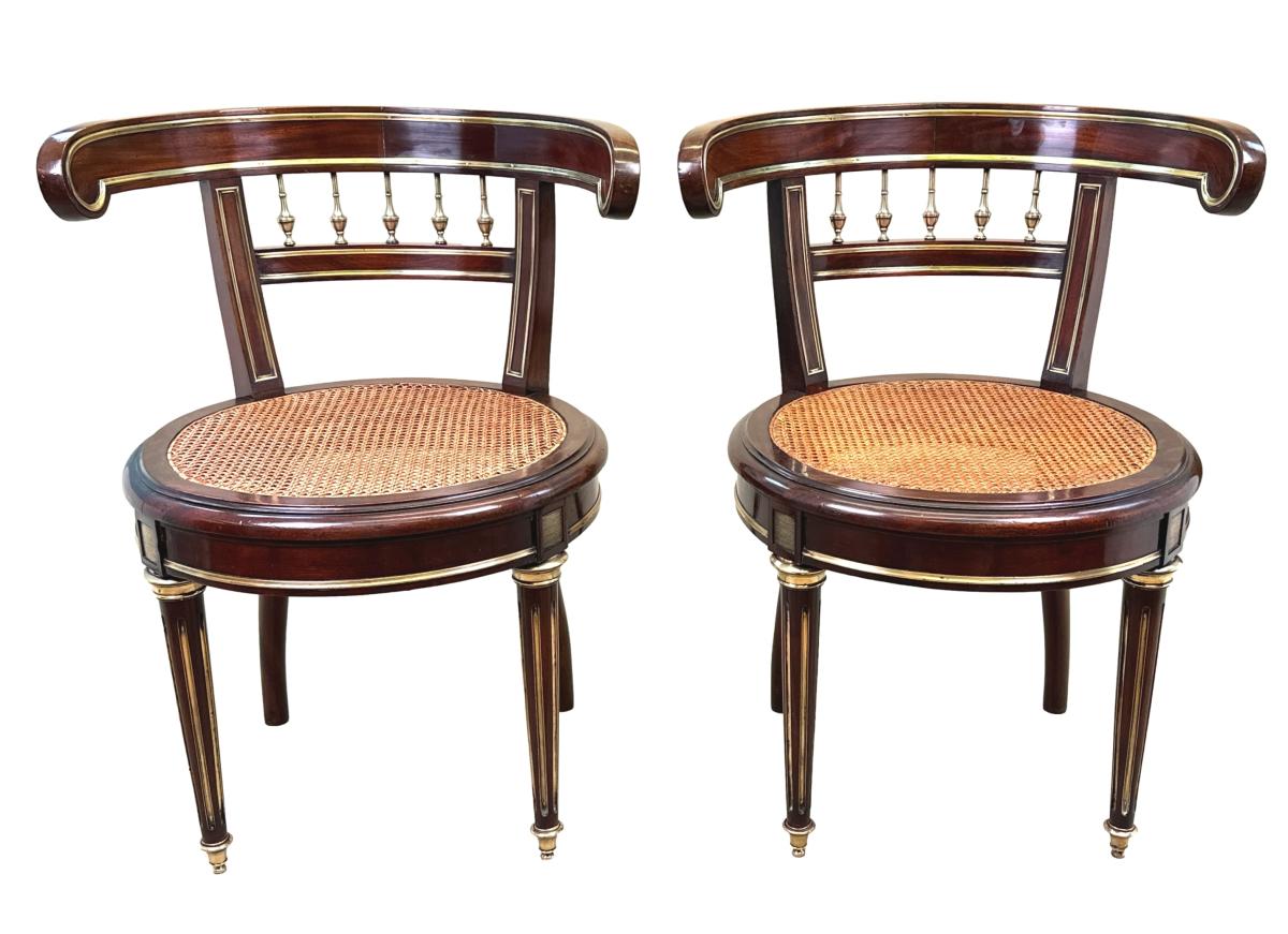 Pair Of 19th Century French Mahogany Salon Chairs