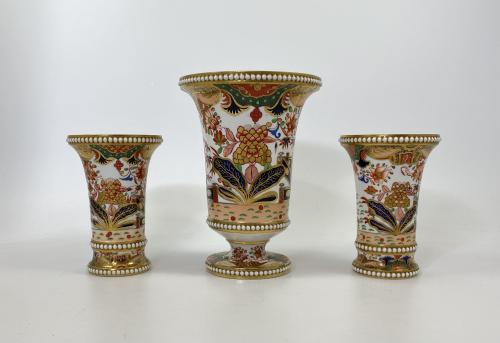 Spode porcelain garniture of spill vases, c. 1810. 