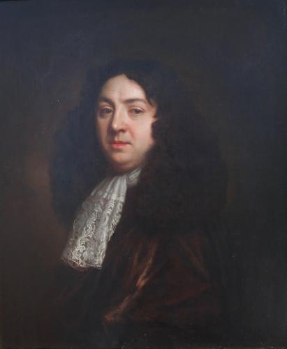 Half length Portrait of a Be-wigged Gentleman, possibly the diarist Samuel Pepys 
