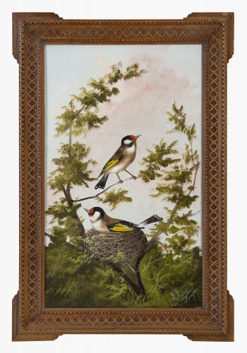 Goldfinch; Robins; and Blue birds, Michelangelo Meucci (1840-1890)