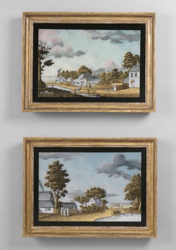 Pair of Verre Eglomise paintings by Jonas Zeuner
