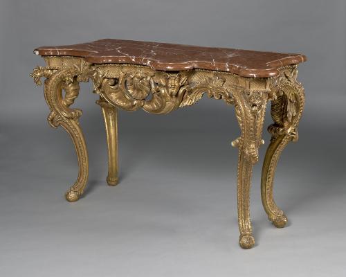 Carved gilt-wood rococo side table in the manner of Joseph Effner