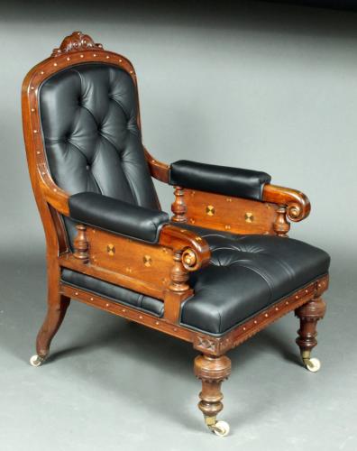 An unusual Victorian chairwith inset designs; generous size