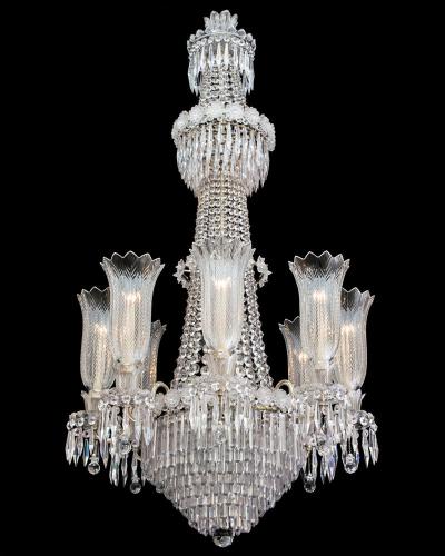 A Large Eight Light Regency Tent and Waterfall Chandelier of the Finest Quality, English Circa 1820