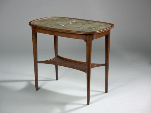 ART NOUVEAU OVAL TABLE WITH BEADWORK TOP