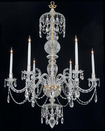 A Fine Quality Six Light Crystal Chandelier in Adam Style