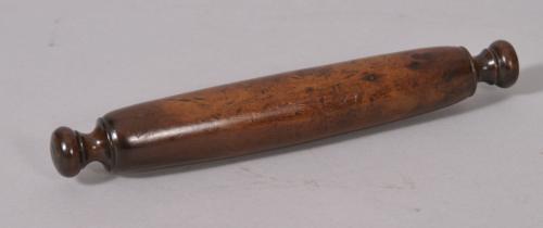 S/2018 Antique Treen 19th Century Miniature Yew Wood Rolling Pin