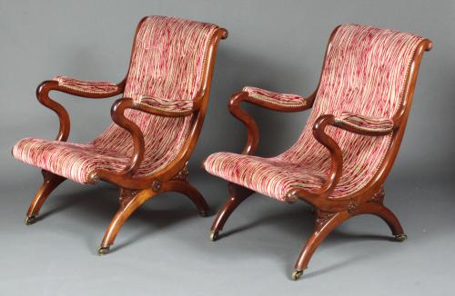 Pair of X-frame chairs