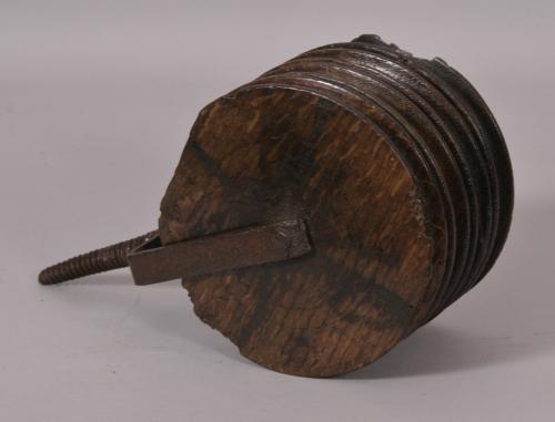 S/2095 Antique Treen 18th Century Four Wheel Jack Pulley