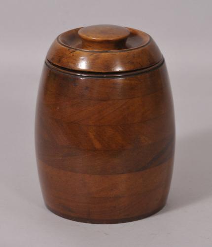 S/2267 Antique Treen Lead Lined Tobacco Jar