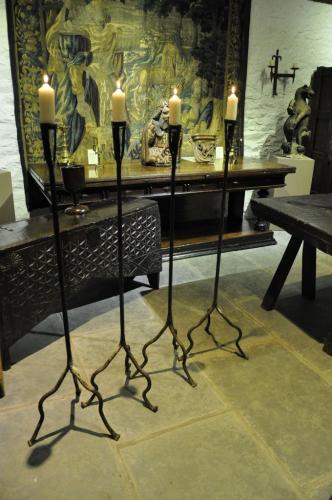 Four Mid 19th Century Iron Standing Candle Holders