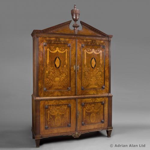 A Dutch Neoclassical Mahogany Armoire With Floral Marquetry Inlay © Adrian Alan Ltd, Fine Arts and Antiques