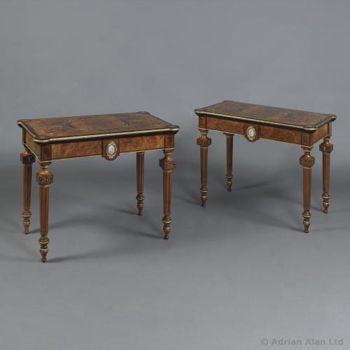 A Pair of Card Tables With Sèvres-Style Porcelain Plaques © Adrian Alan Ltd, Fine Arts and Antiques