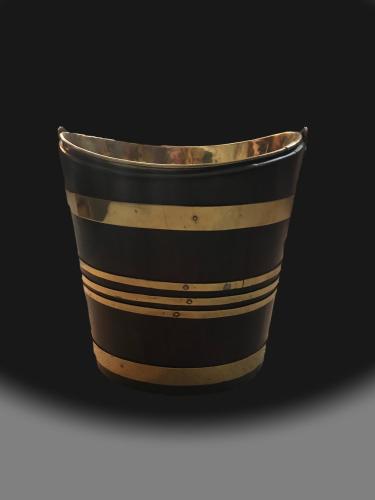 George III mahogany brass bound bucket or plate warmer