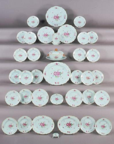 Qing Dynasty Porcelain decorated in bianco sopra bianco, overglaze famille rose enamels and gilt, 