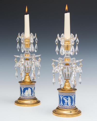 A Rare Pair of Georgian Two Colour Wedgwood Candlesticks, English Circa 1790