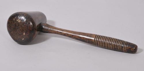 S/2354 Antique Treen 19th Century Fruitwood Lead Worker's Mallet