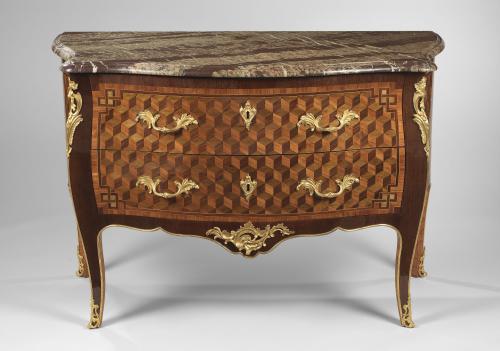 A Pair of Louis XV  Marquetry Commodes by C Wolff, Circa 1755