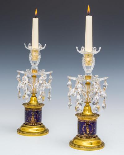 An Important Pair of English George III Period Drum Base Candlesticks, English Circa 1795