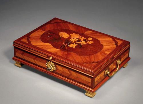 A Late Louis XV Ormolu Mounted Marquetry Document Box In the Manner of Oeben, Circa 1760