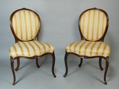 Set of six Hepplewhite period salon chairs on slender cabriole legs